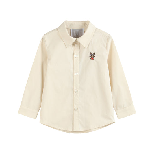 Sand Beige Reindeer Dress Shirt