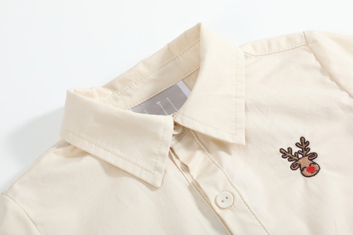 Sand Beige Reindeer Dress Shirt