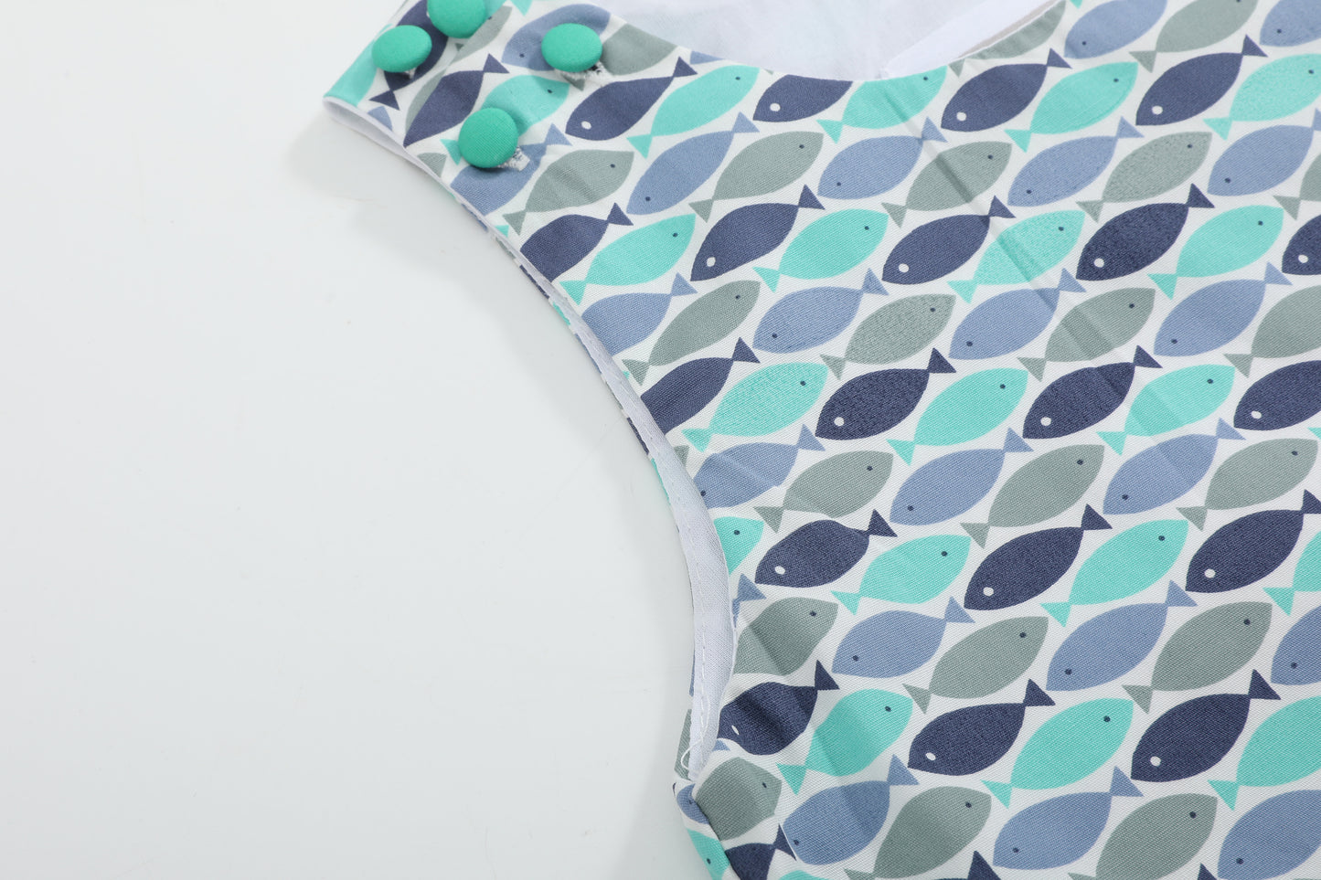 Blue Green Fish Print Shortalls