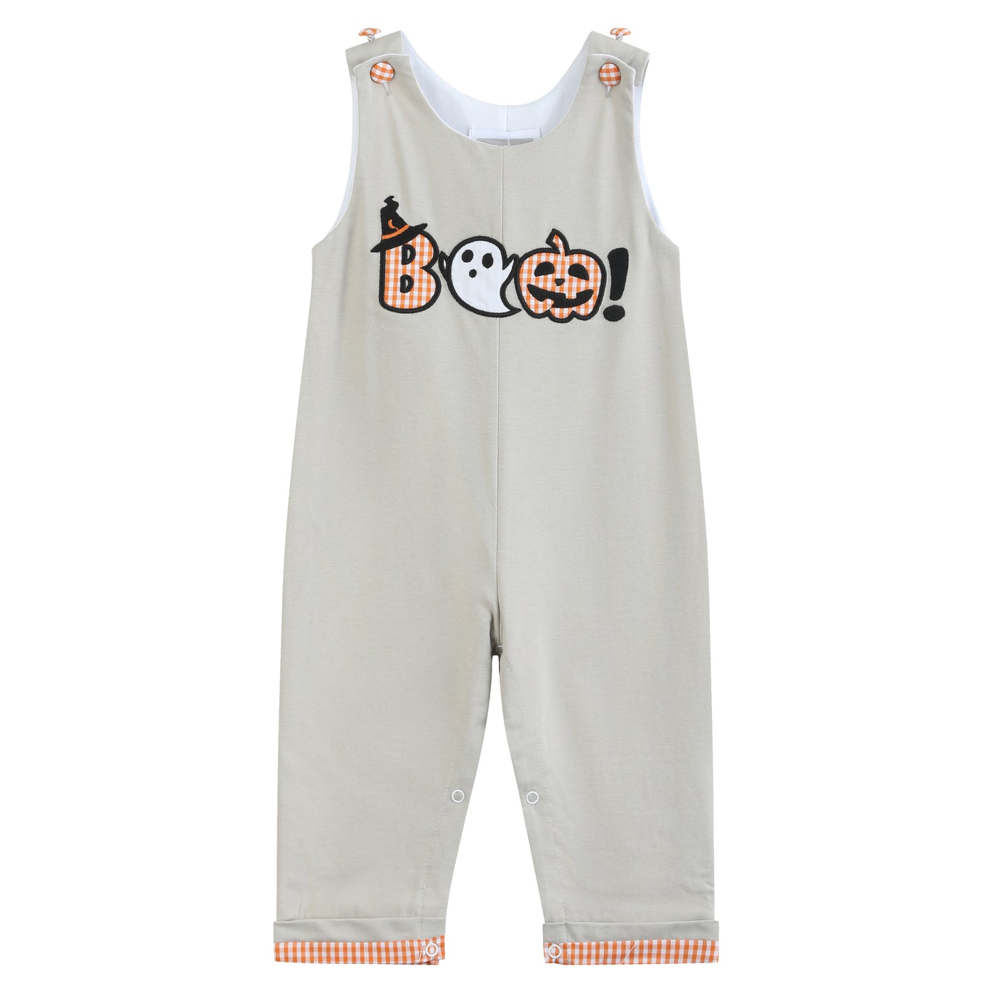 Gray Boo Applique Overalls