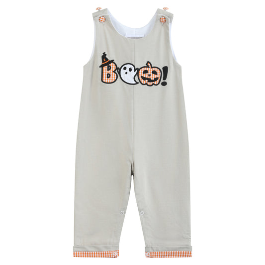 Gray Boo Applique Overalls
