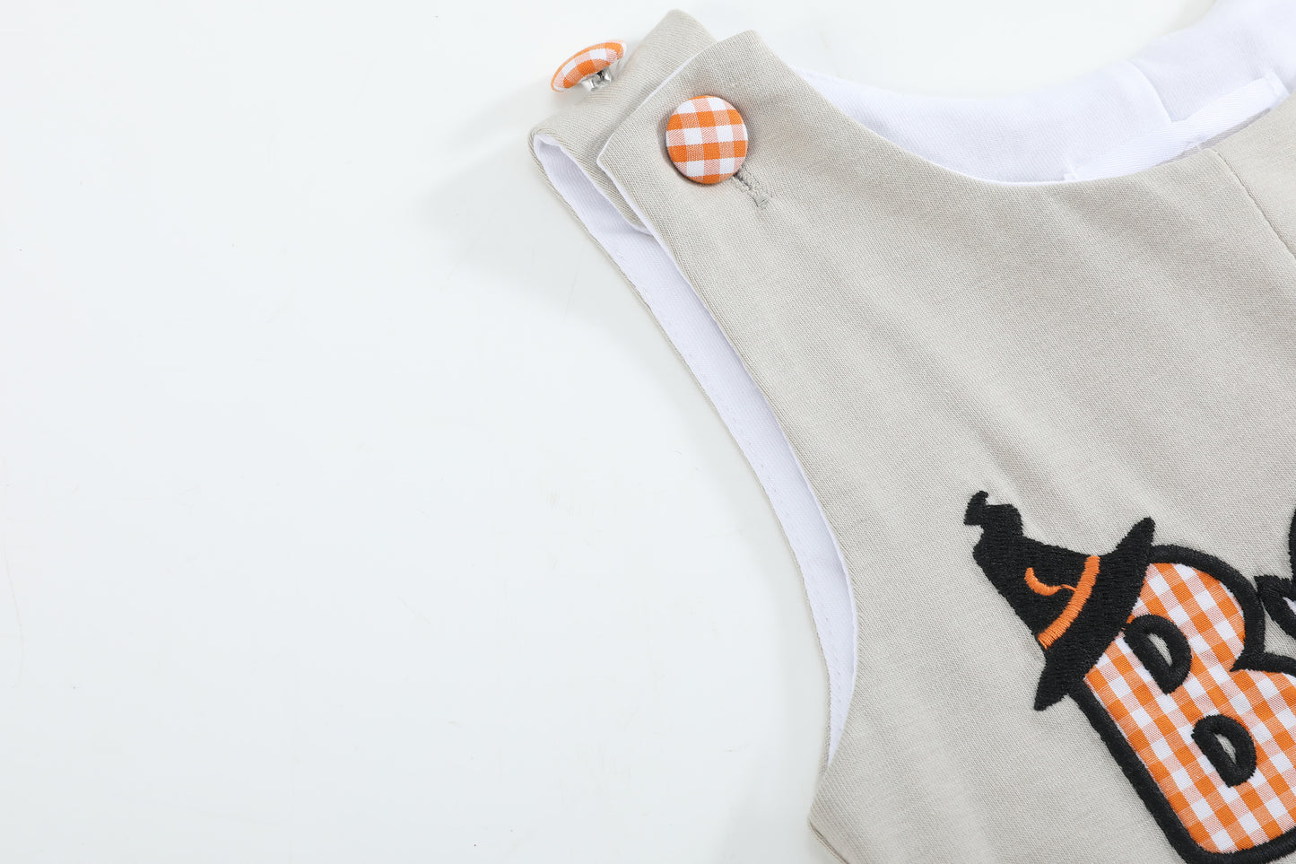 Gray Boo Applique Overalls