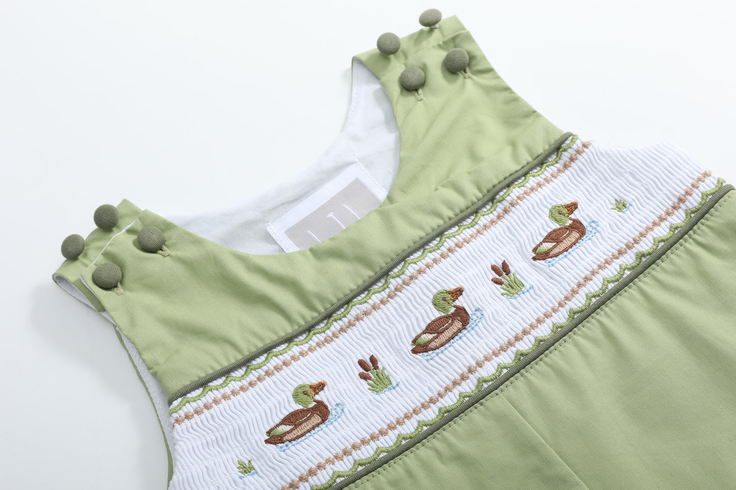 Pistachio Green Mallard Duck Smocked Longalls