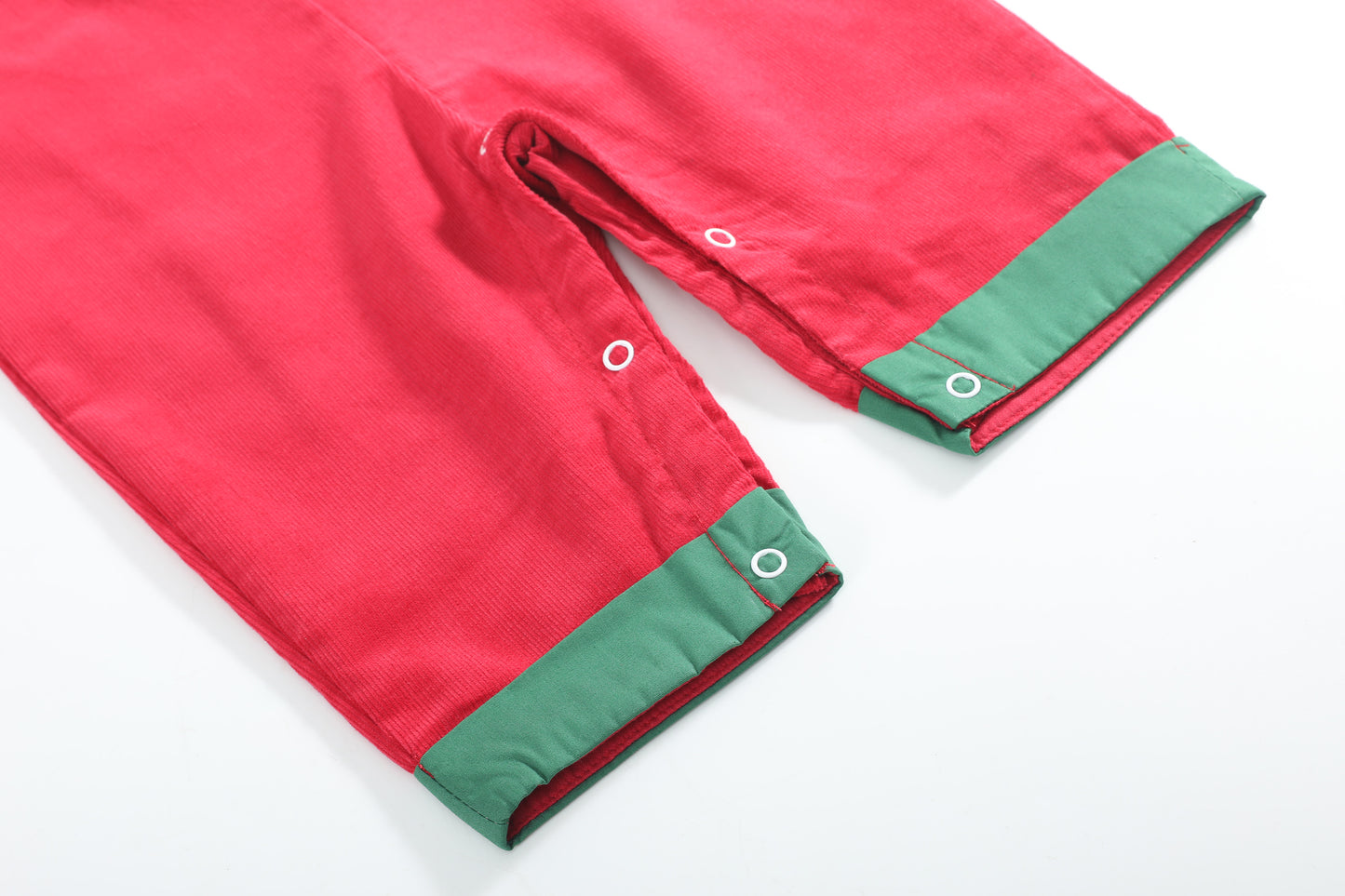 Red Corduroy Christmas Smocked Longalls