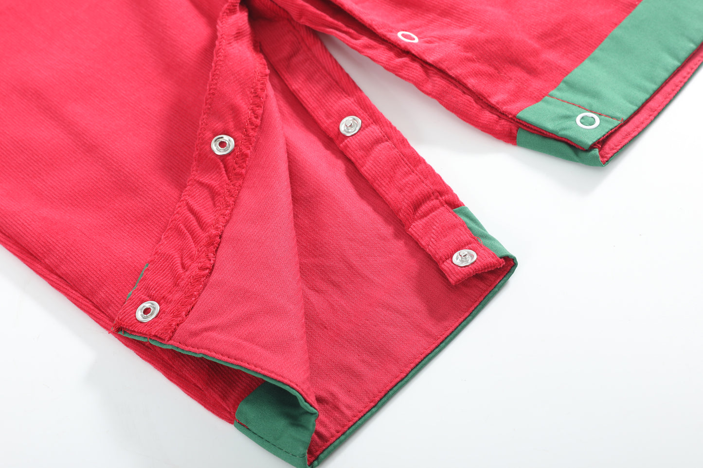 Red Corduroy Christmas Smocked Longalls