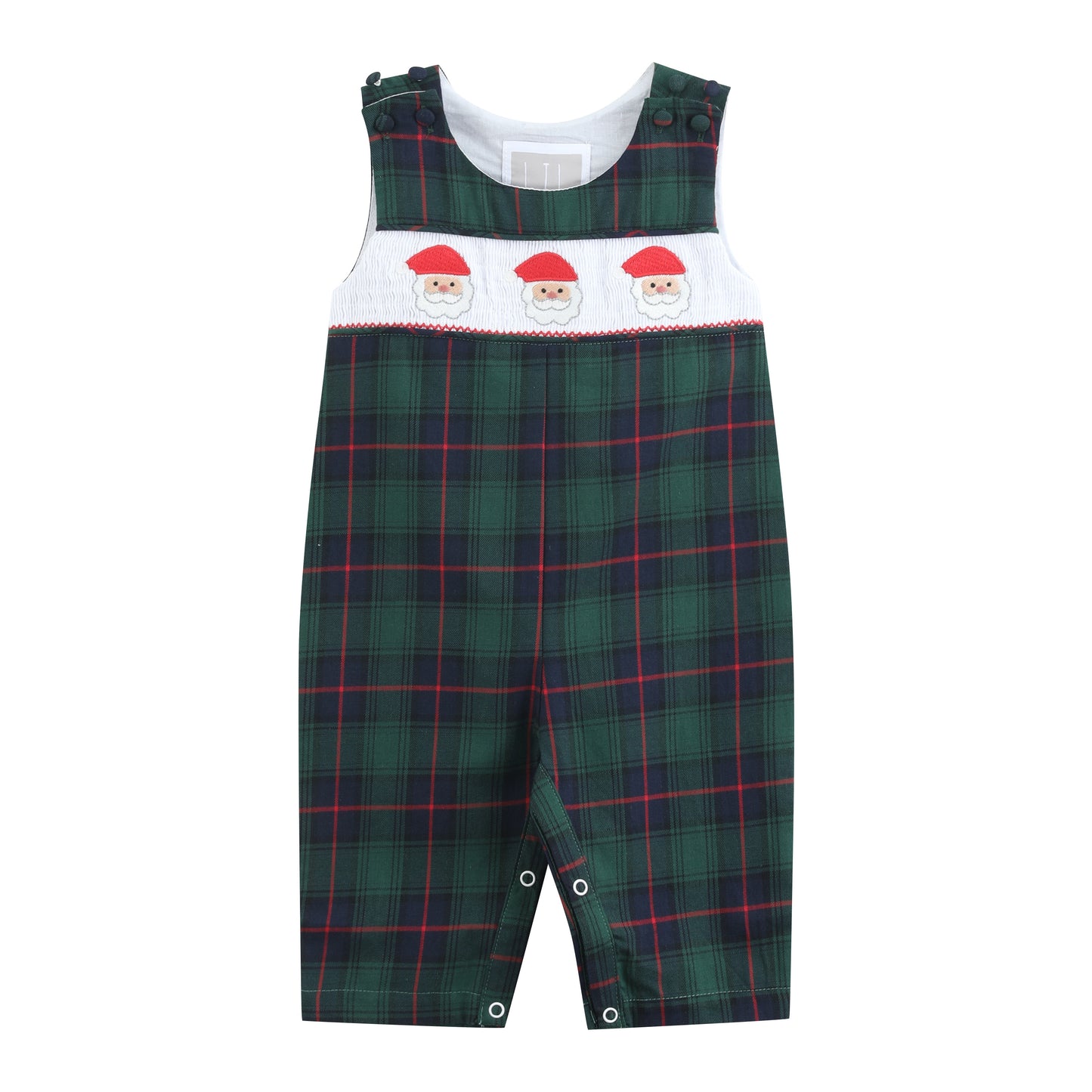 Blue, Green Red Plaid Christmas Santa Smocked Longalls