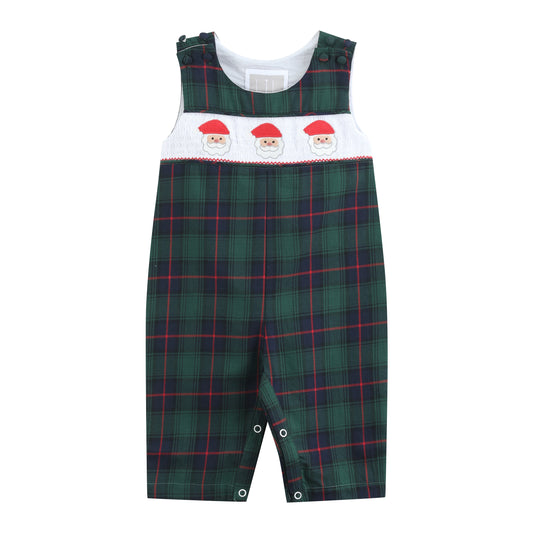 Blue, Green Red Plaid Christmas Santa Smocked Longalls