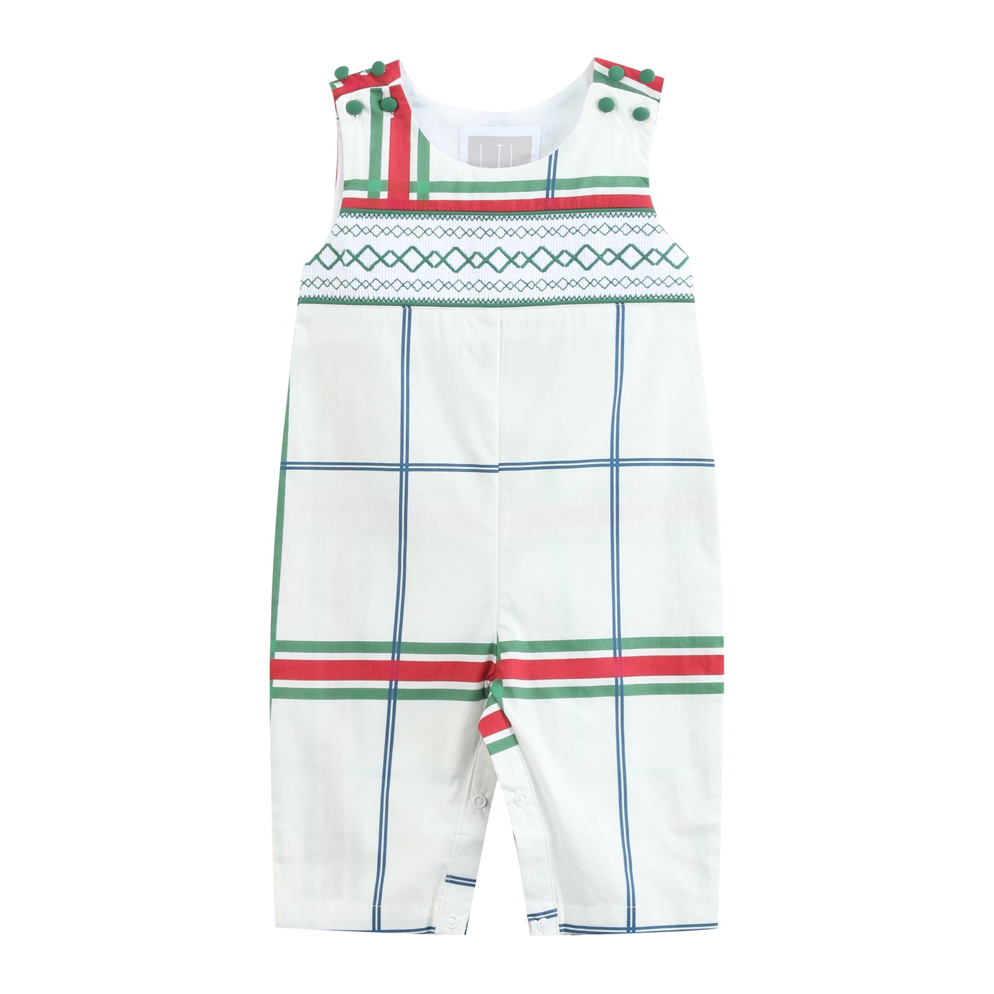 Christmas Plaid Smocked Longalls