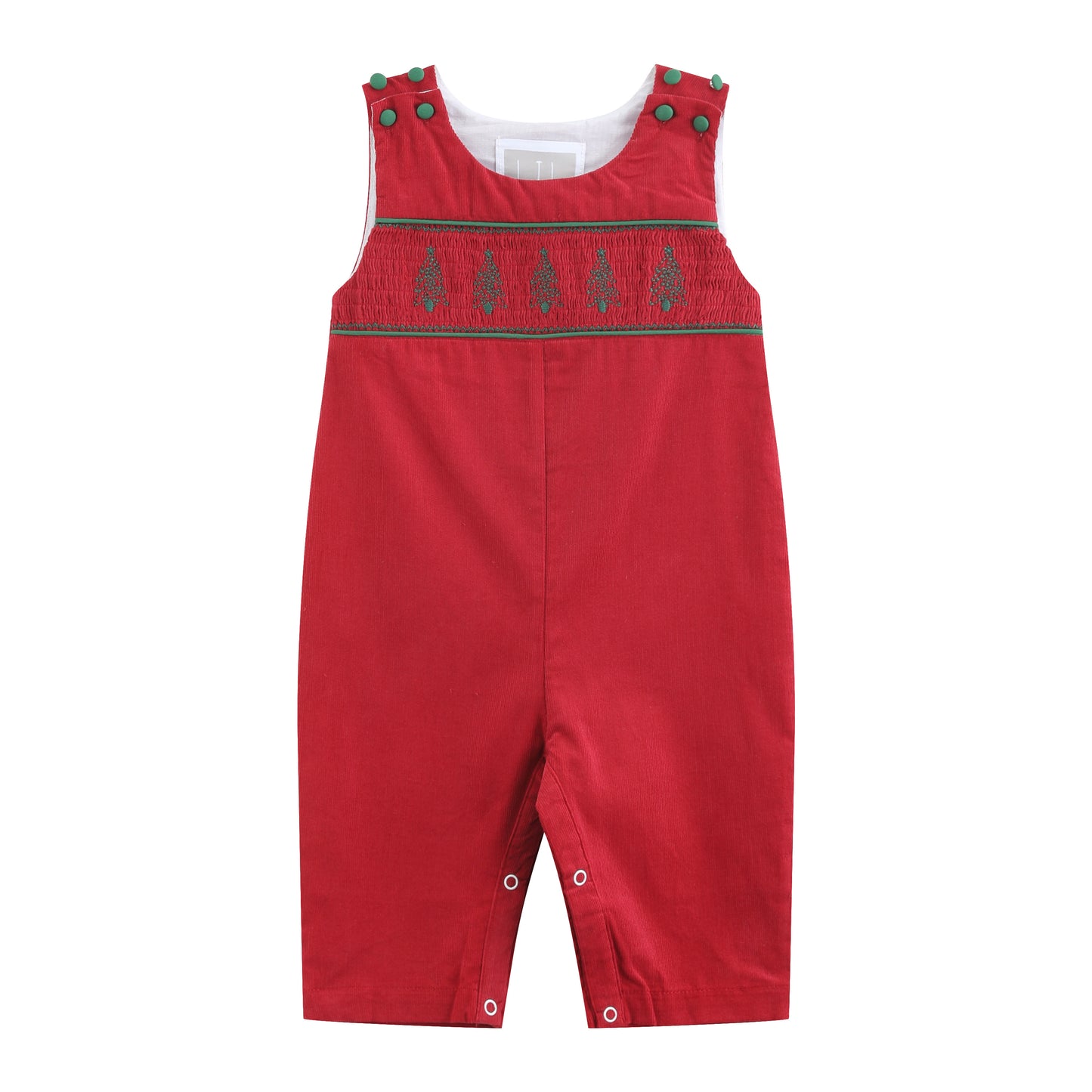 Red Corduroy Longalls with Christmas Trees