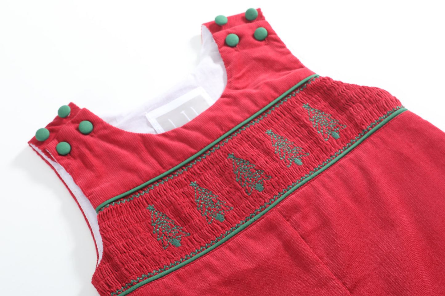 Red Corduroy Longalls with Christmas Trees