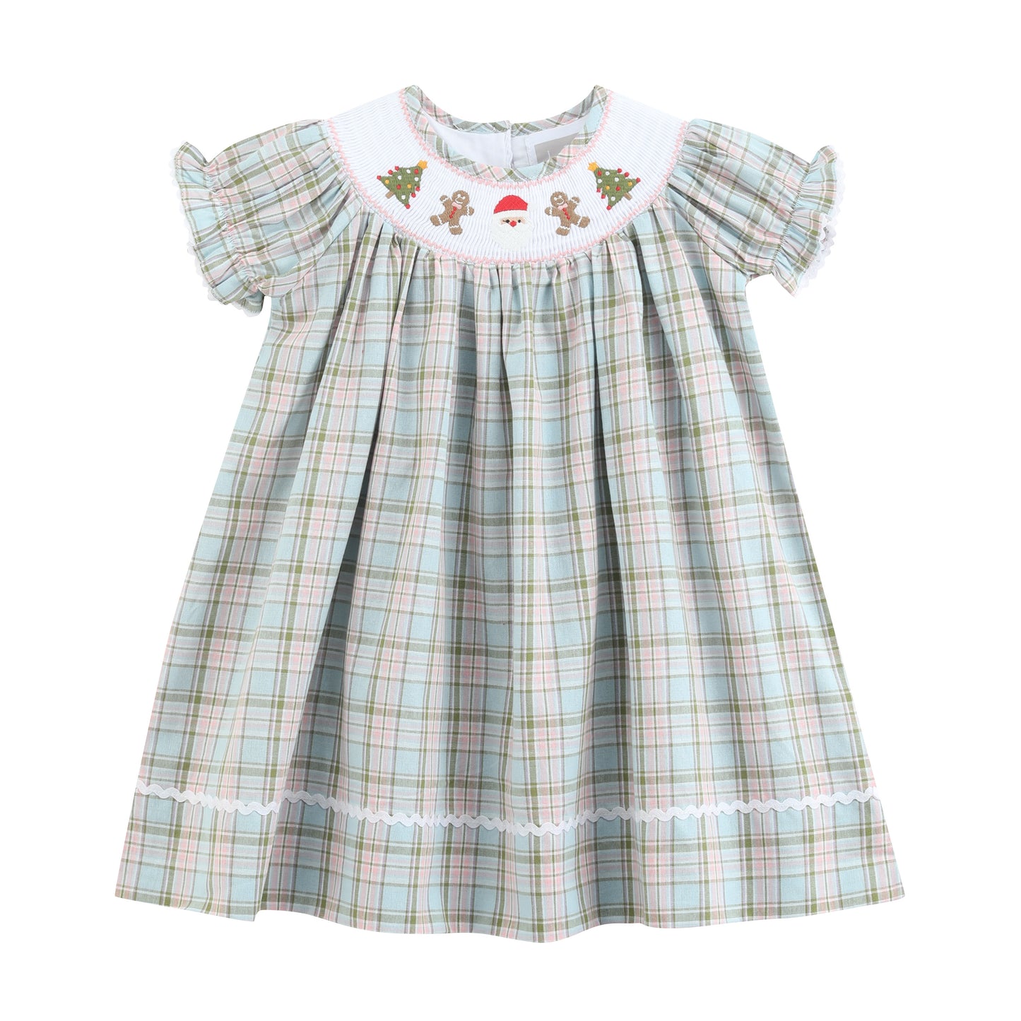 Pinkmas Plaid Christmas Smocked Bishop Dress