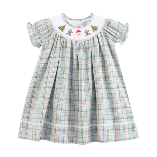 Pinkmas Plaid Christmas Smocked Bishop Dress