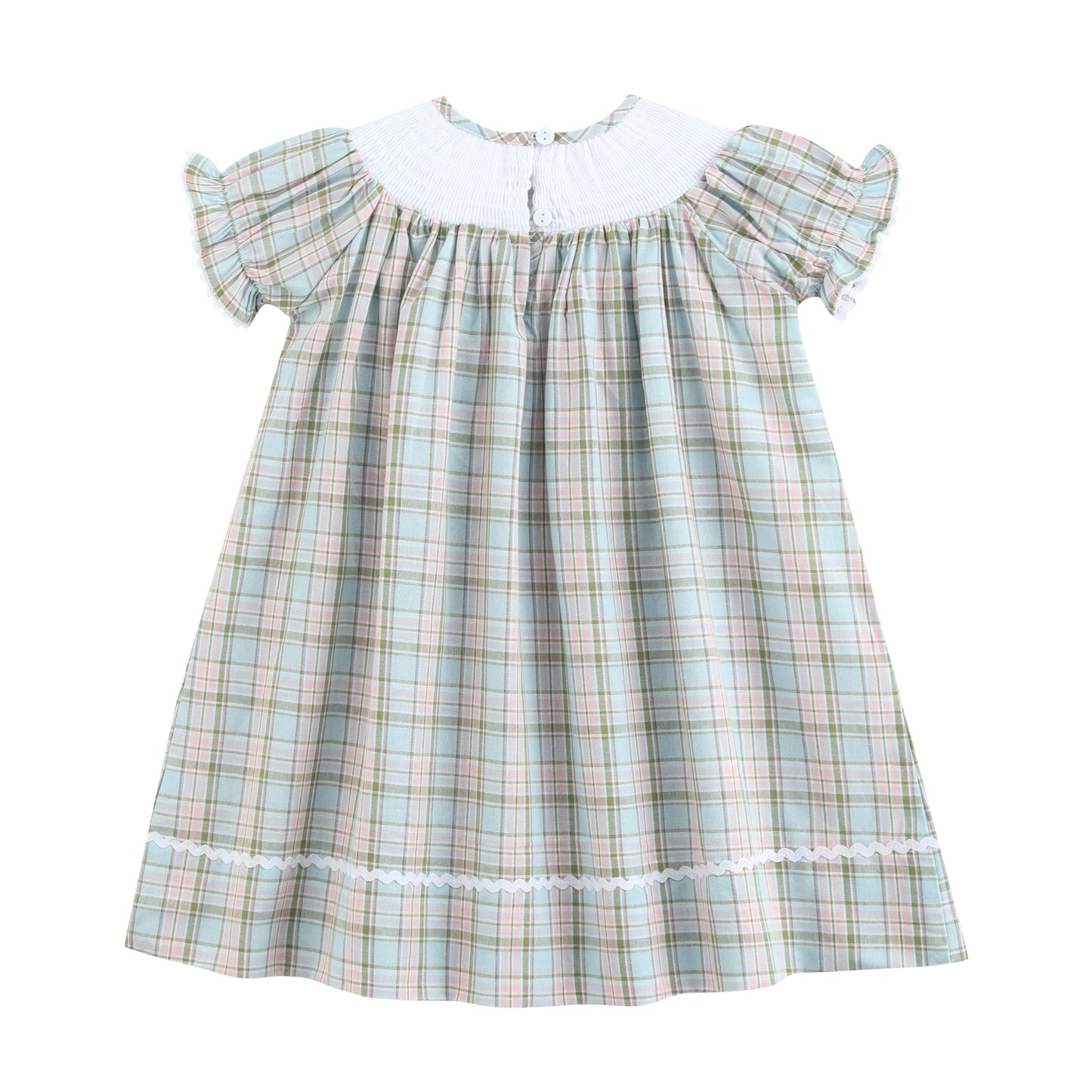 Pinkmas Plaid Christmas Smocked Bishop Dress