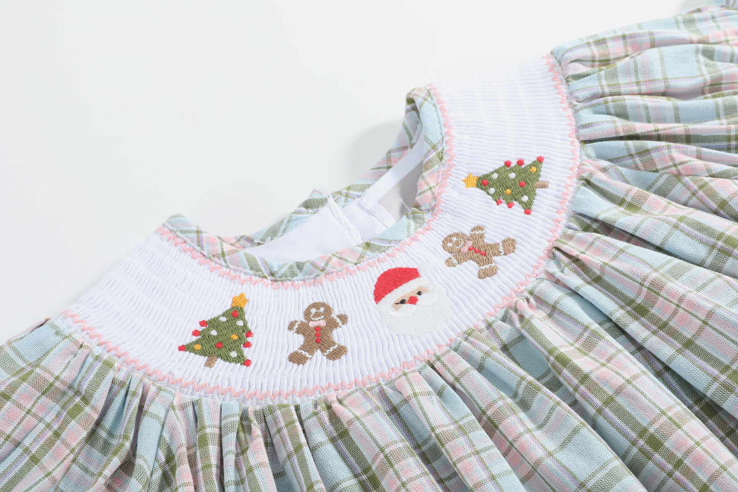 Pinkmas Plaid Christmas Smocked Bishop Dress