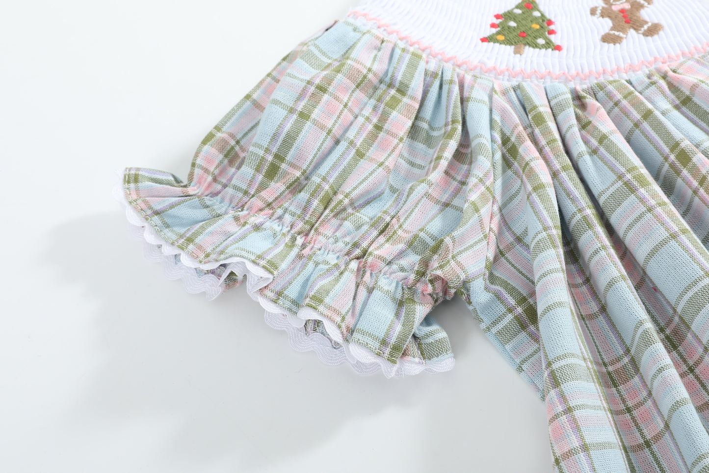 Pinkmas Plaid Christmas Smocked Bishop Dress