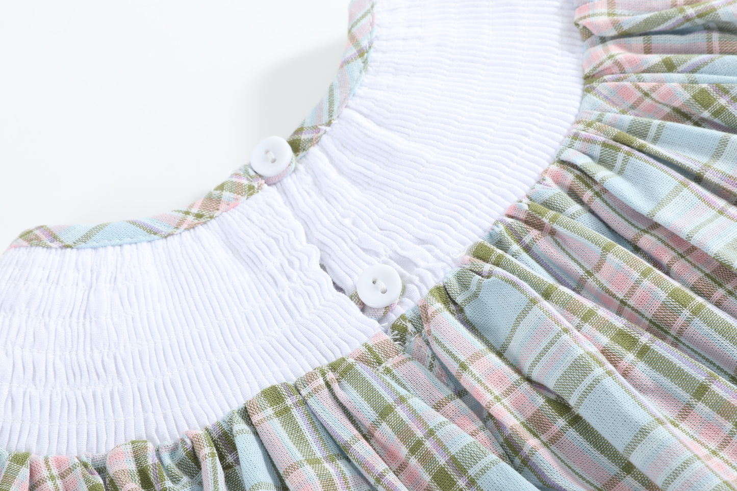 Pinkmas Plaid Christmas Smocked Bishop Dress
