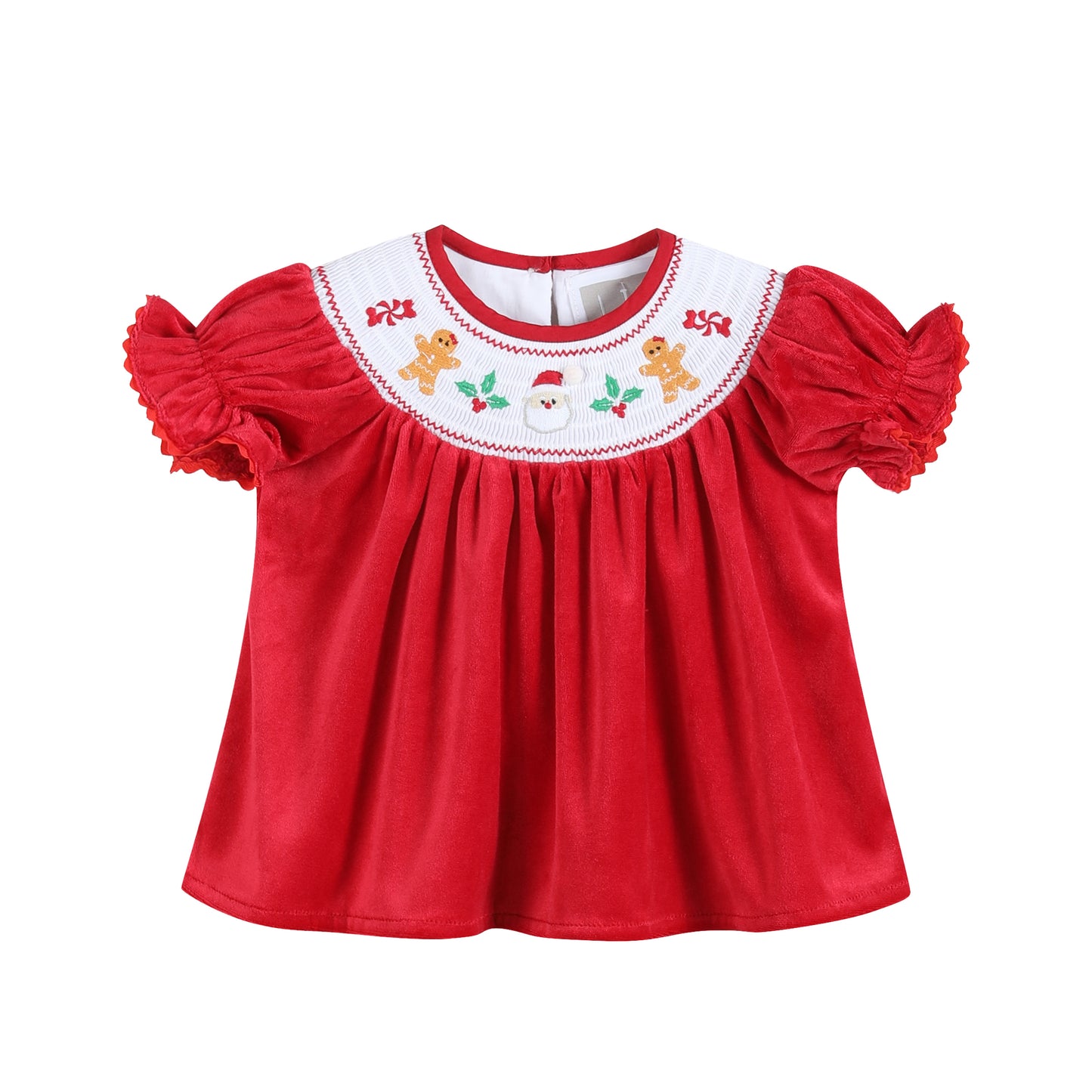 Red Velvet Christmas Smocked Dress and Bloomers Set