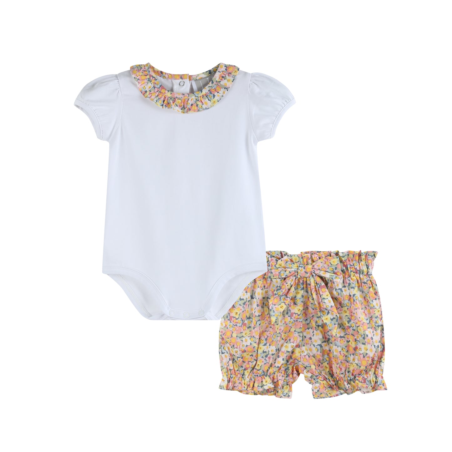 Peach Floral Print Bloomer and Shirt 2pc. Set