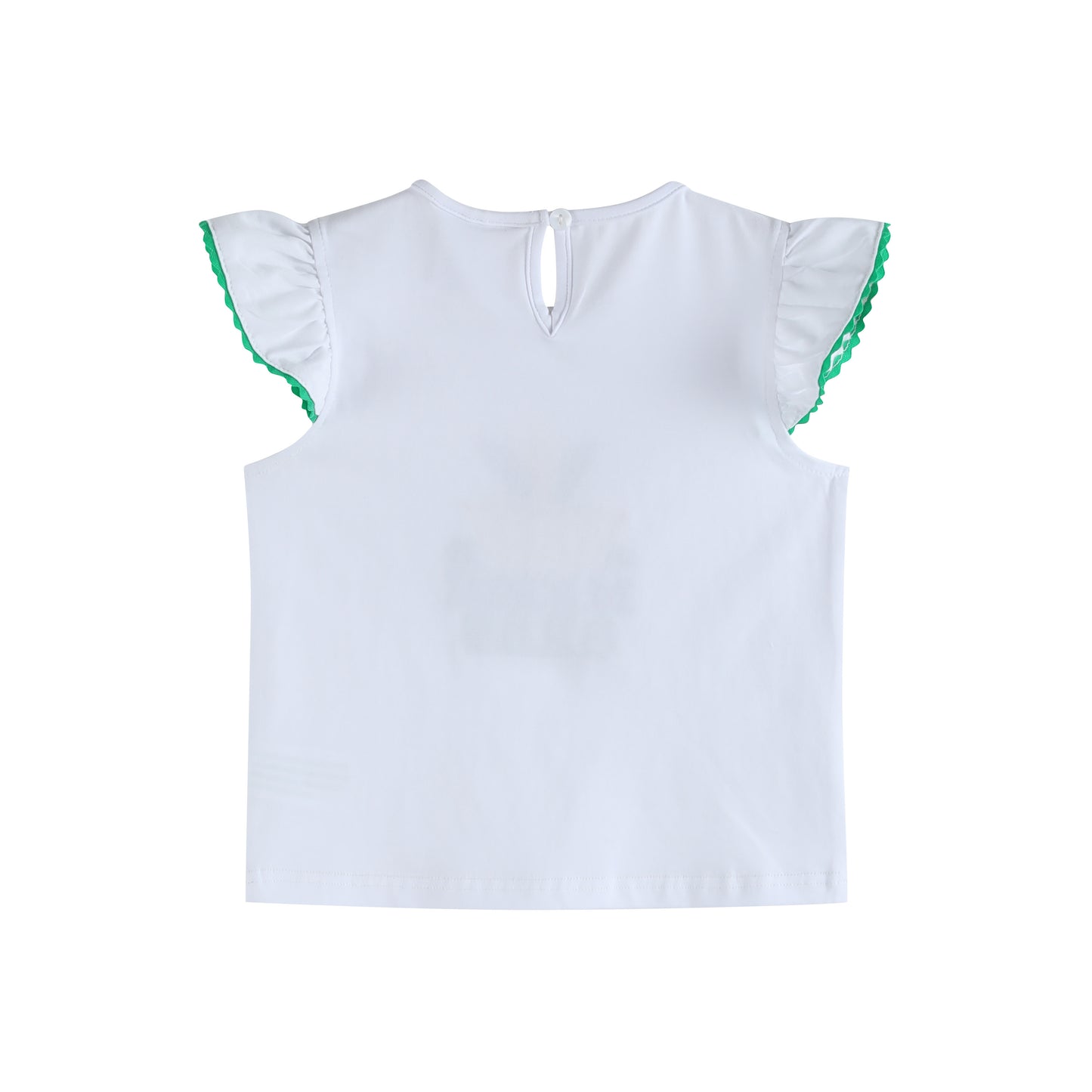 White Mardi Gras Applique Ruffle Shirt