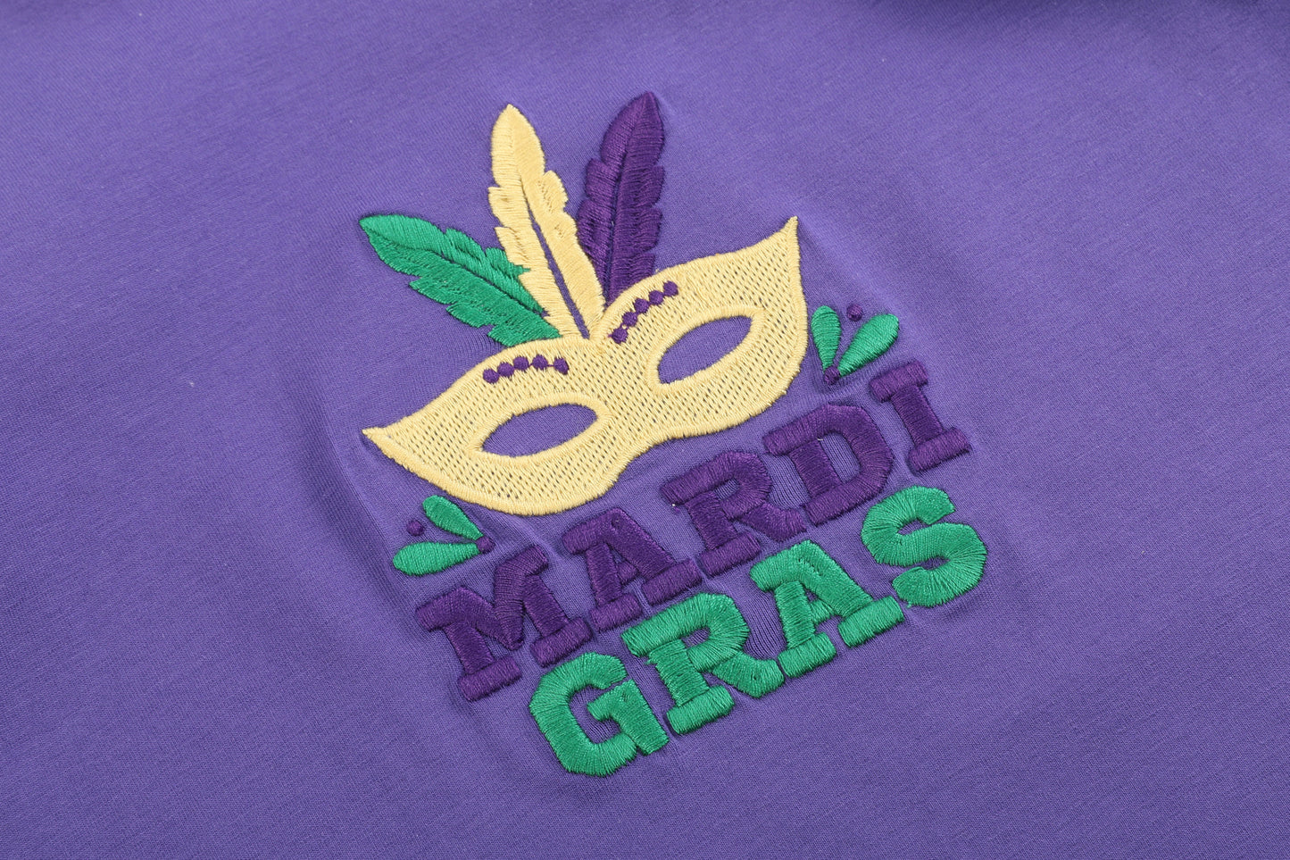Purple Mardi Gras Applique Ruffle Shirt