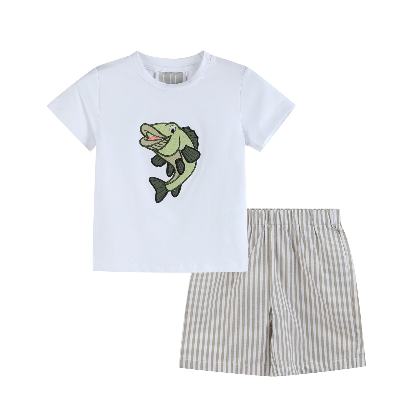 Big Mouth Bass Khaki Tee and Shorts Set