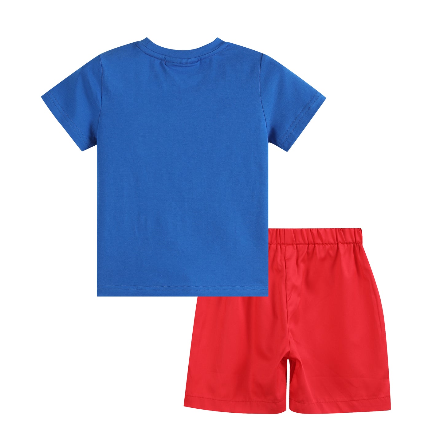 Blue & Red Boats Applique Crewneck Tee & Red Shorts
