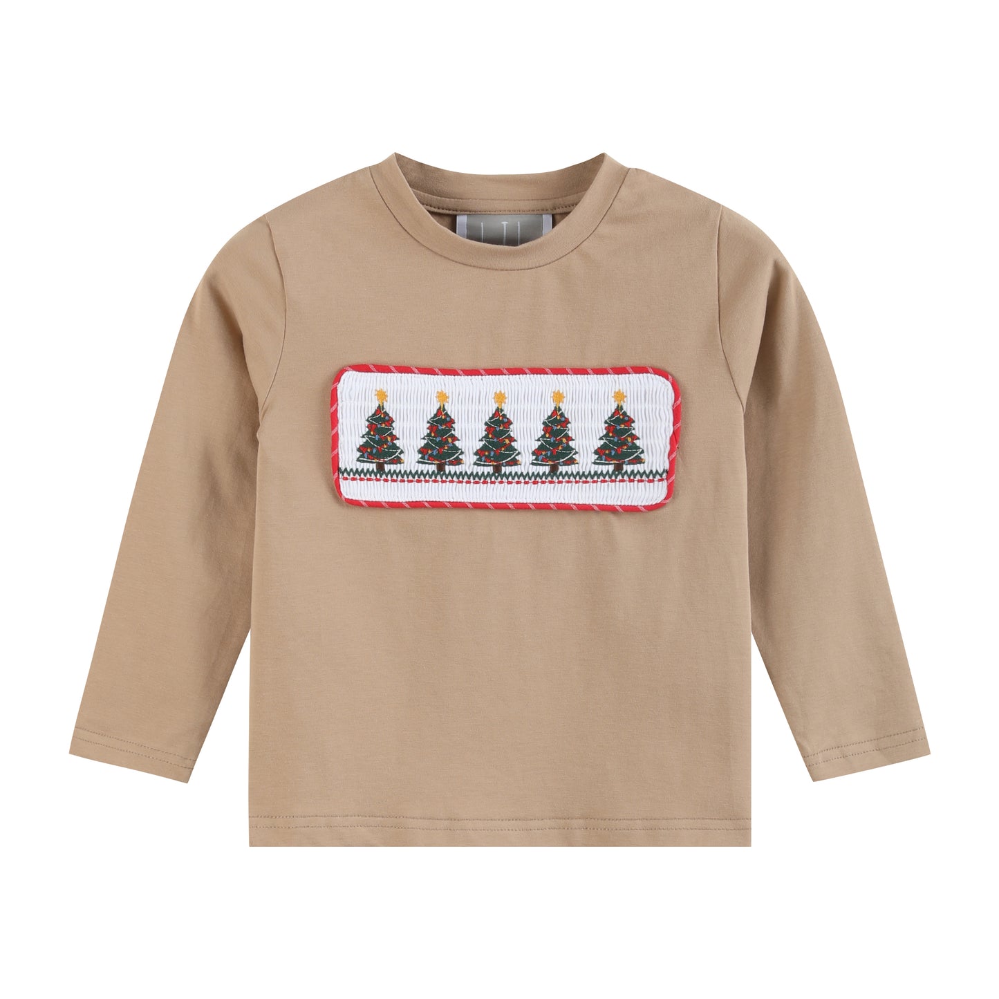 Light Brown Christmas Tree Smocked Shirt