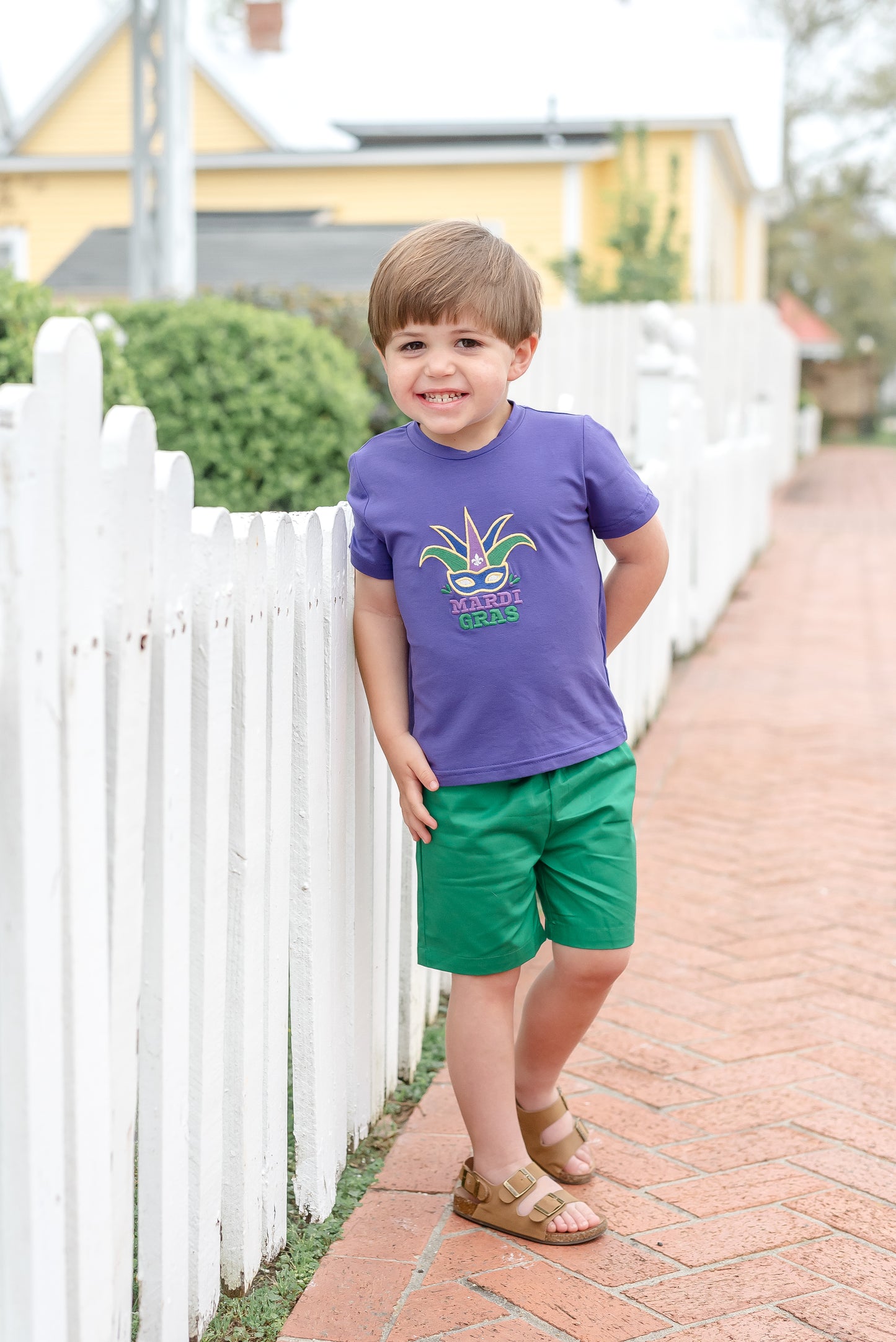 Purple Mardi Gras Applique Shirt and Shorts Set