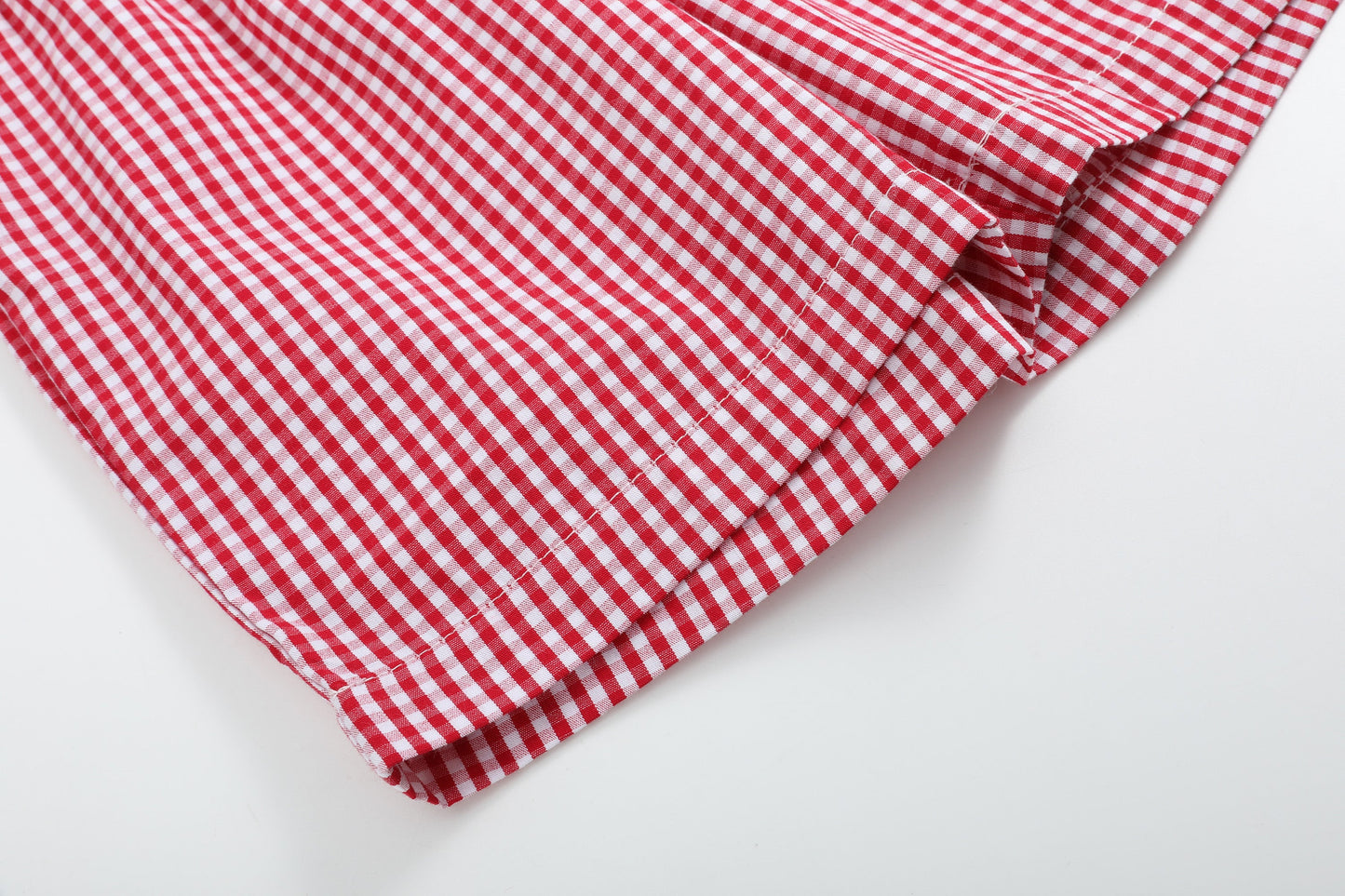 Baseball Smocked Shirt and Red Gingham Shorts Set