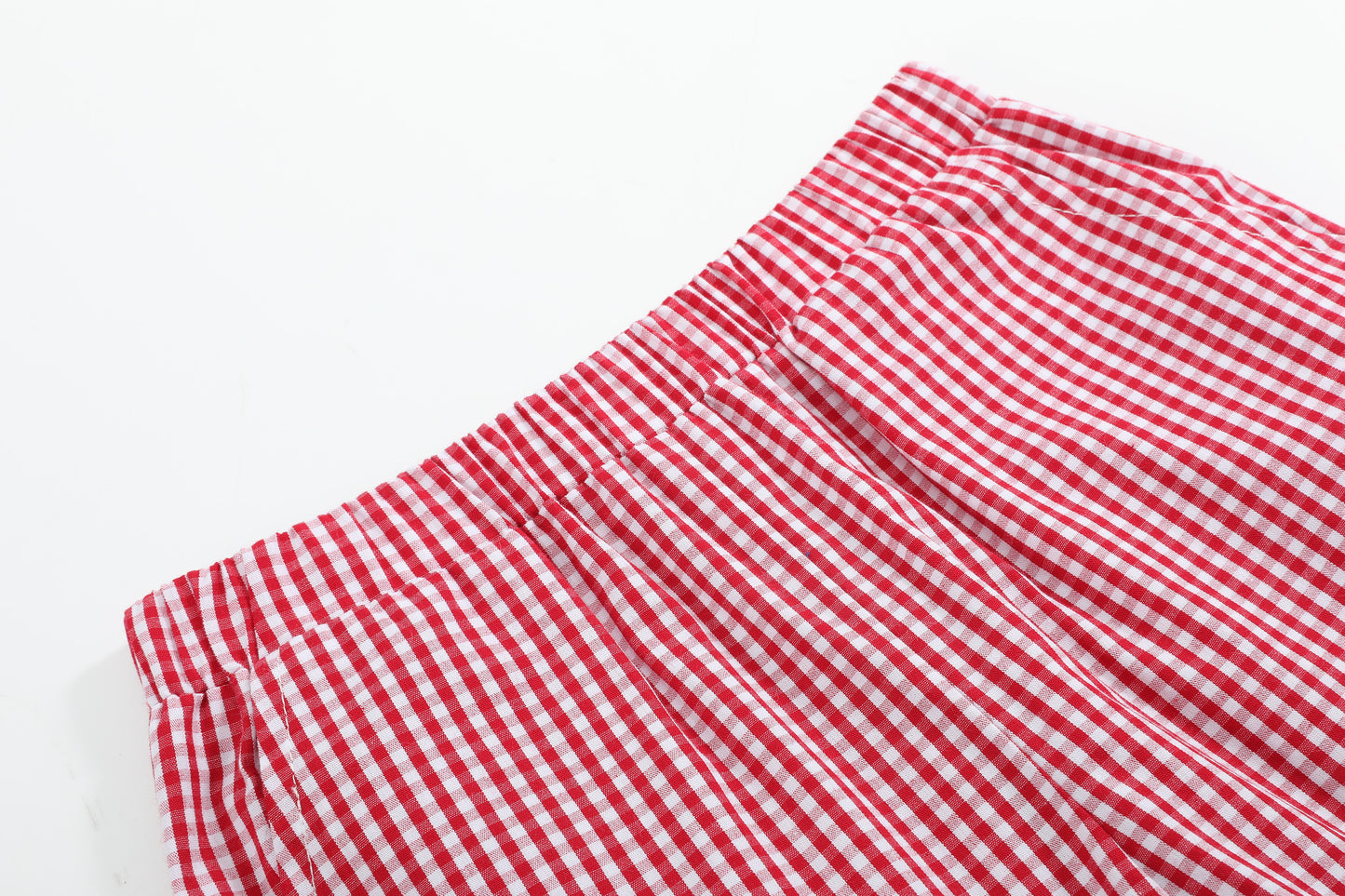 Red Gingham and Blue Baseball Smocked Shirt and Short Set