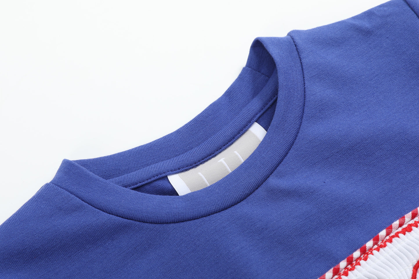 Red Gingham and Blue Baseball Smocked Shirt and Short Set