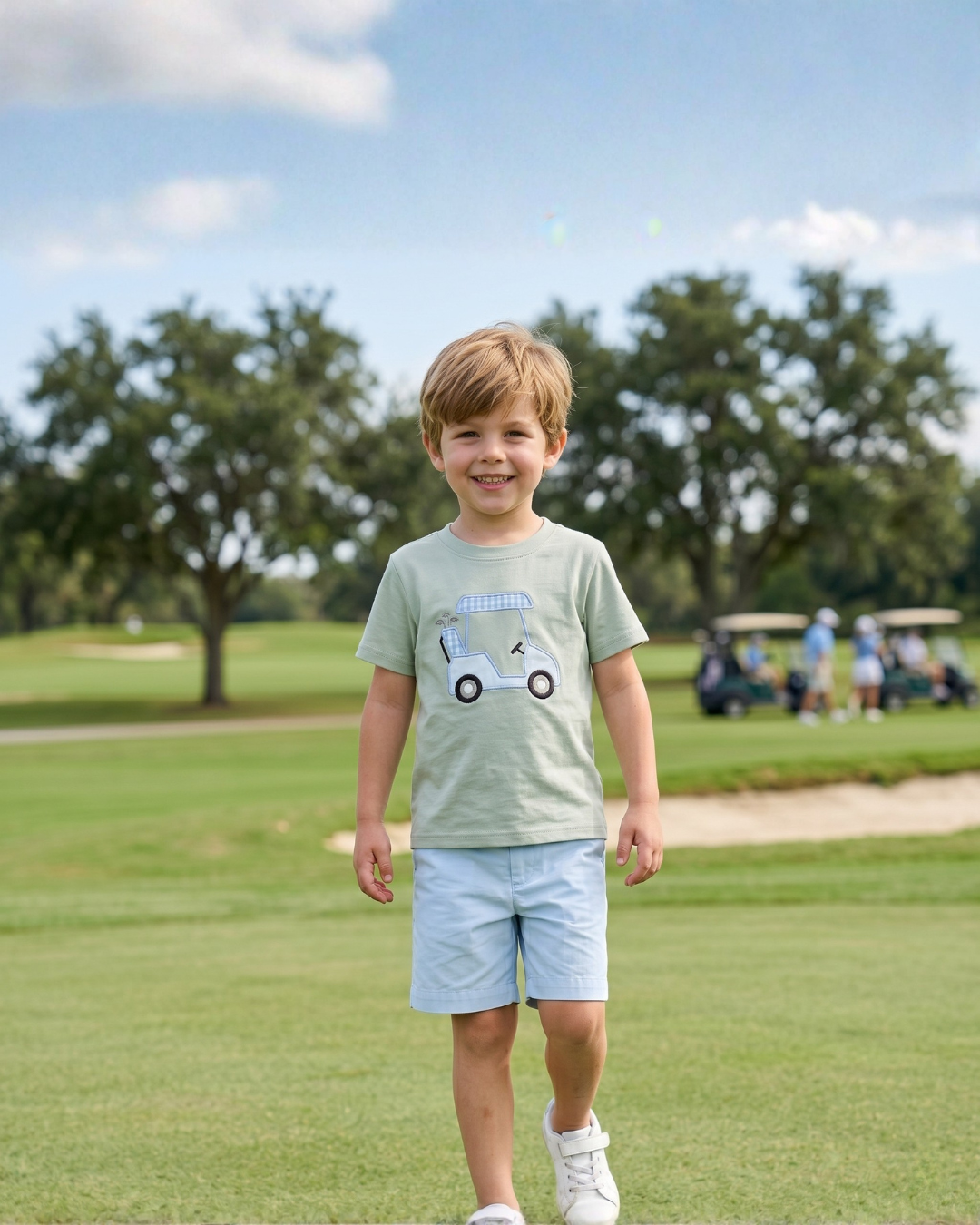 Misty Blue Golf Cart Shirt and Shorts