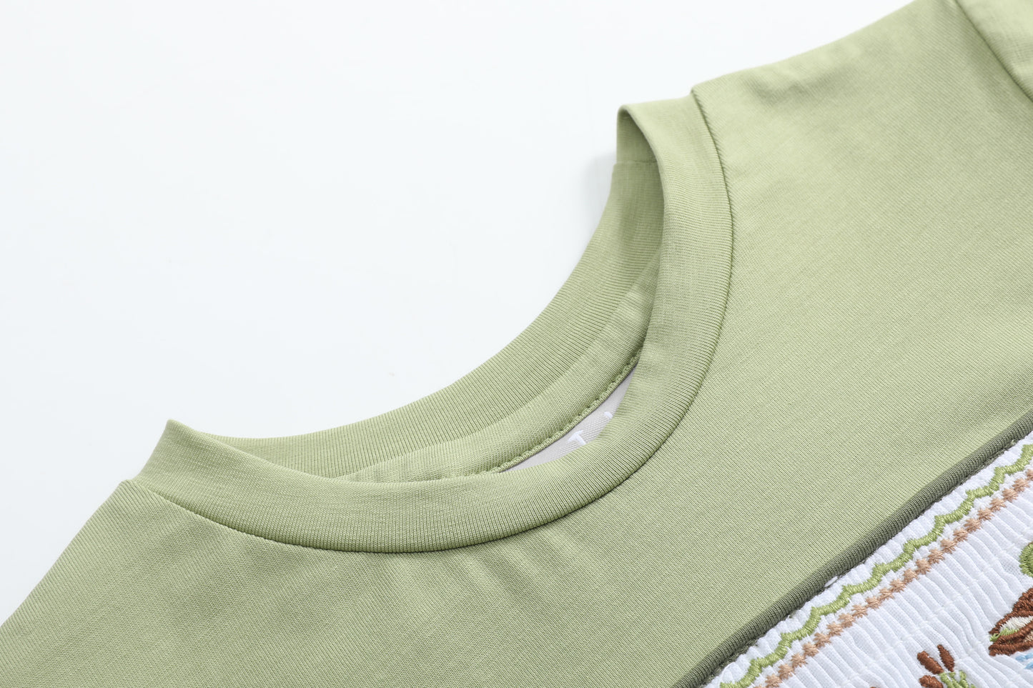 Pistachio Green Mallard Duck Smocked Shirt and Shorts Set