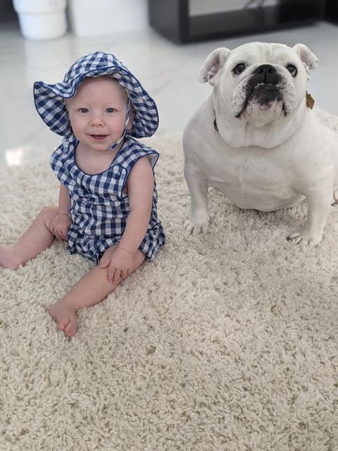 Royal Blue Gingham Romper and Sunhat