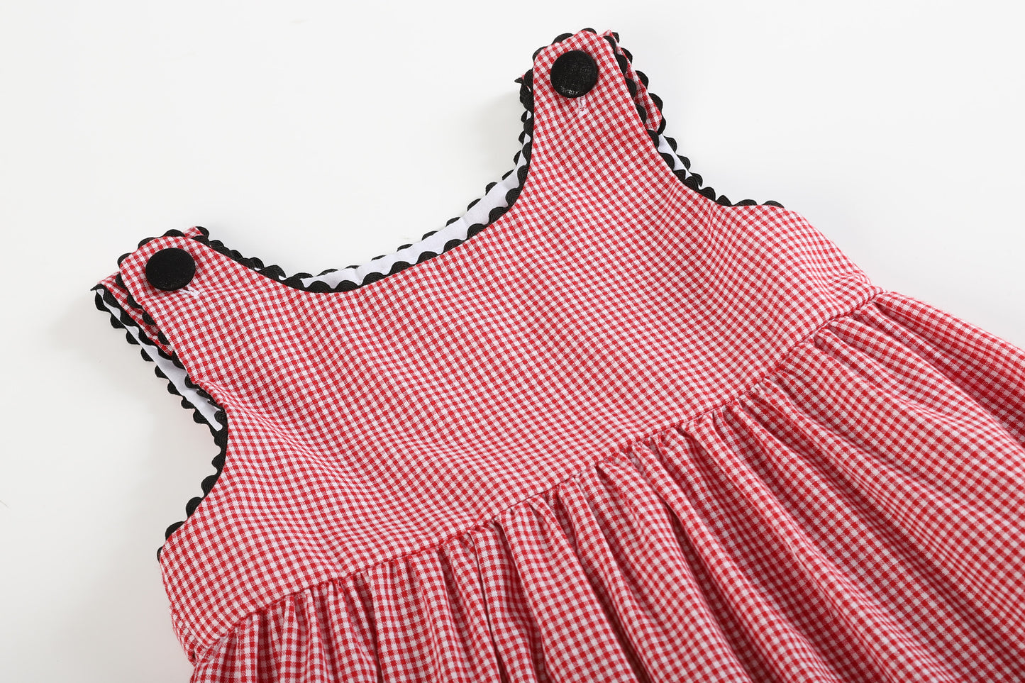 Red Gingham Cow Button Dress