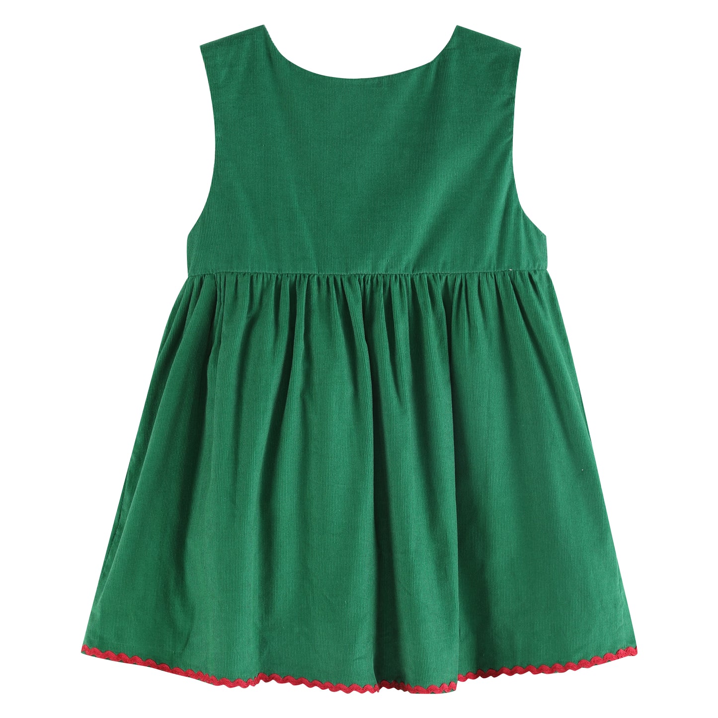 Green Corduroy Christmas Applique Dress