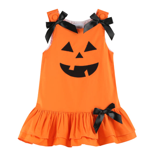 Jack-O-Lantern Pumpkin Halloween Ruffle Dress