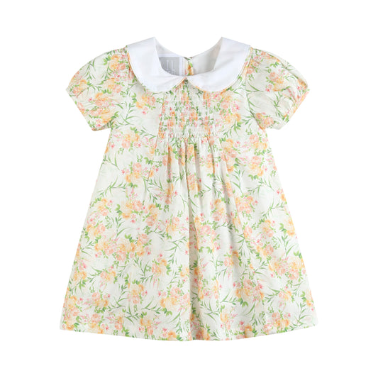 Floral Smocked Collared Dress