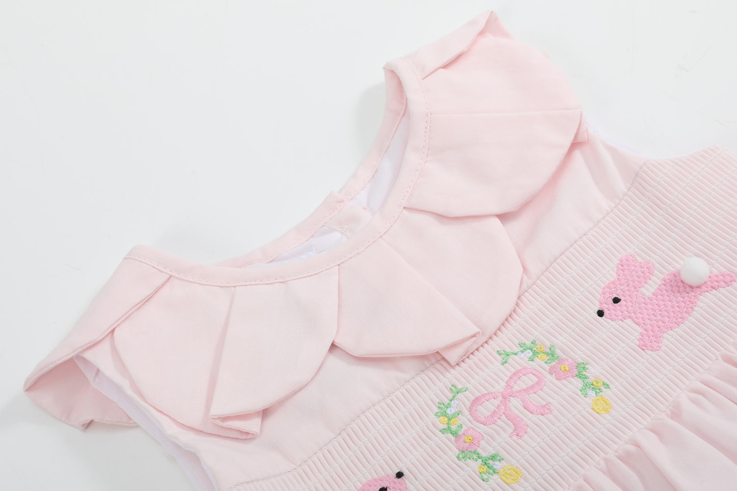 Pink Petal Collared Smocked Dress