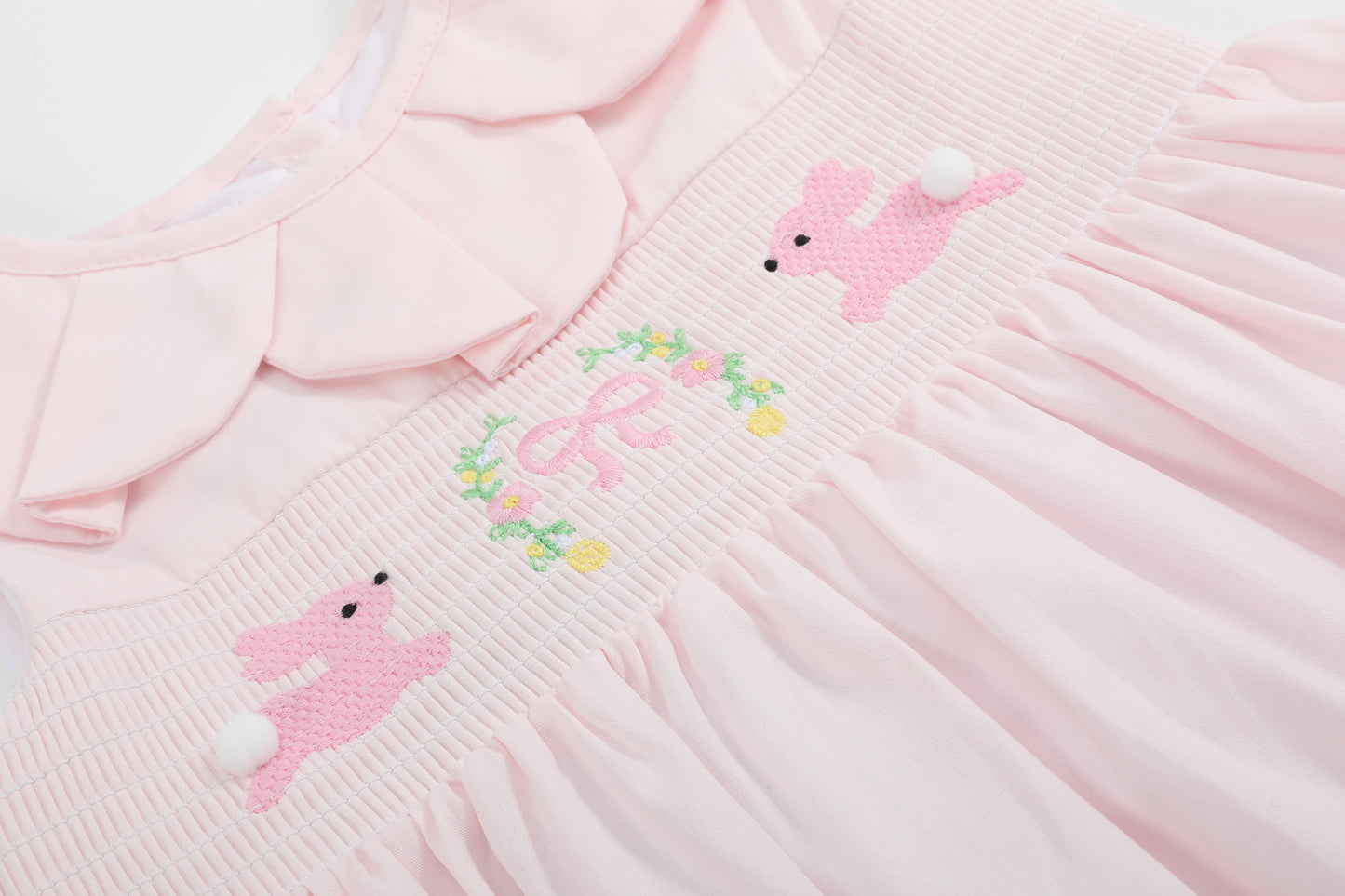 Pink Petal Collared Smocked Dress