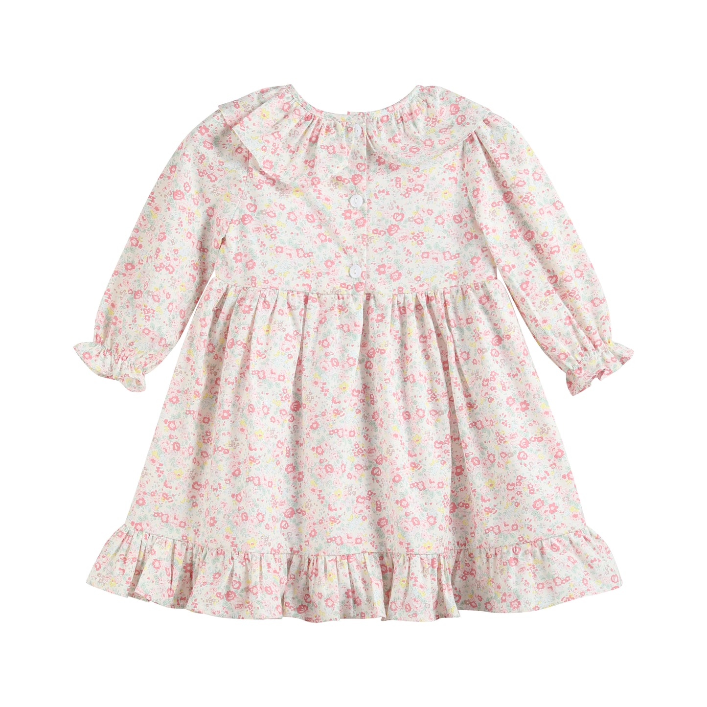 Floral Collared Smocked Ruffle Dress
