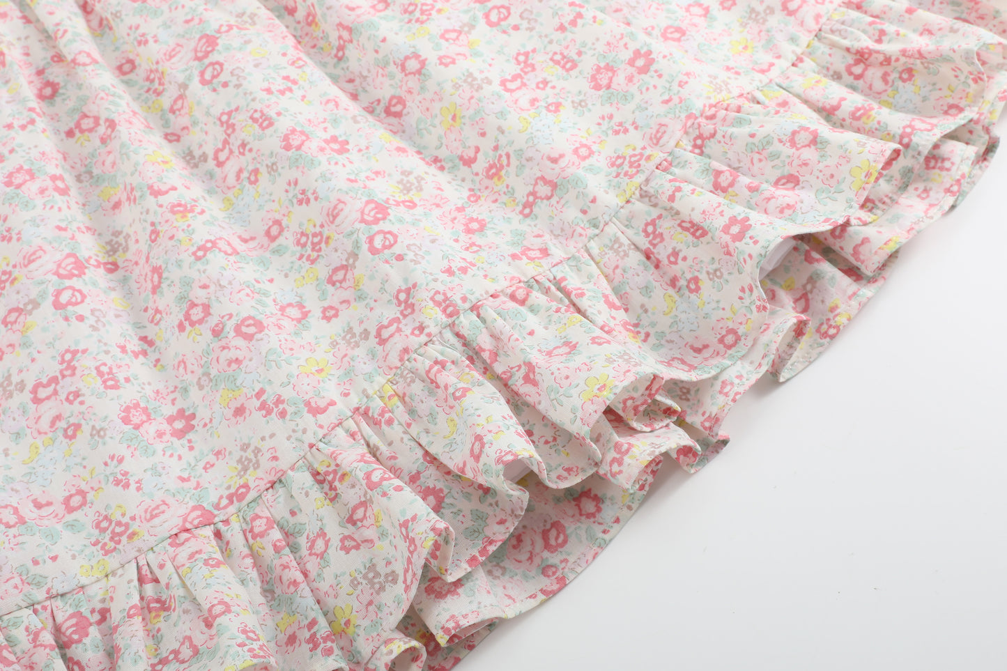 Floral Collared Smocked Ruffle Dress