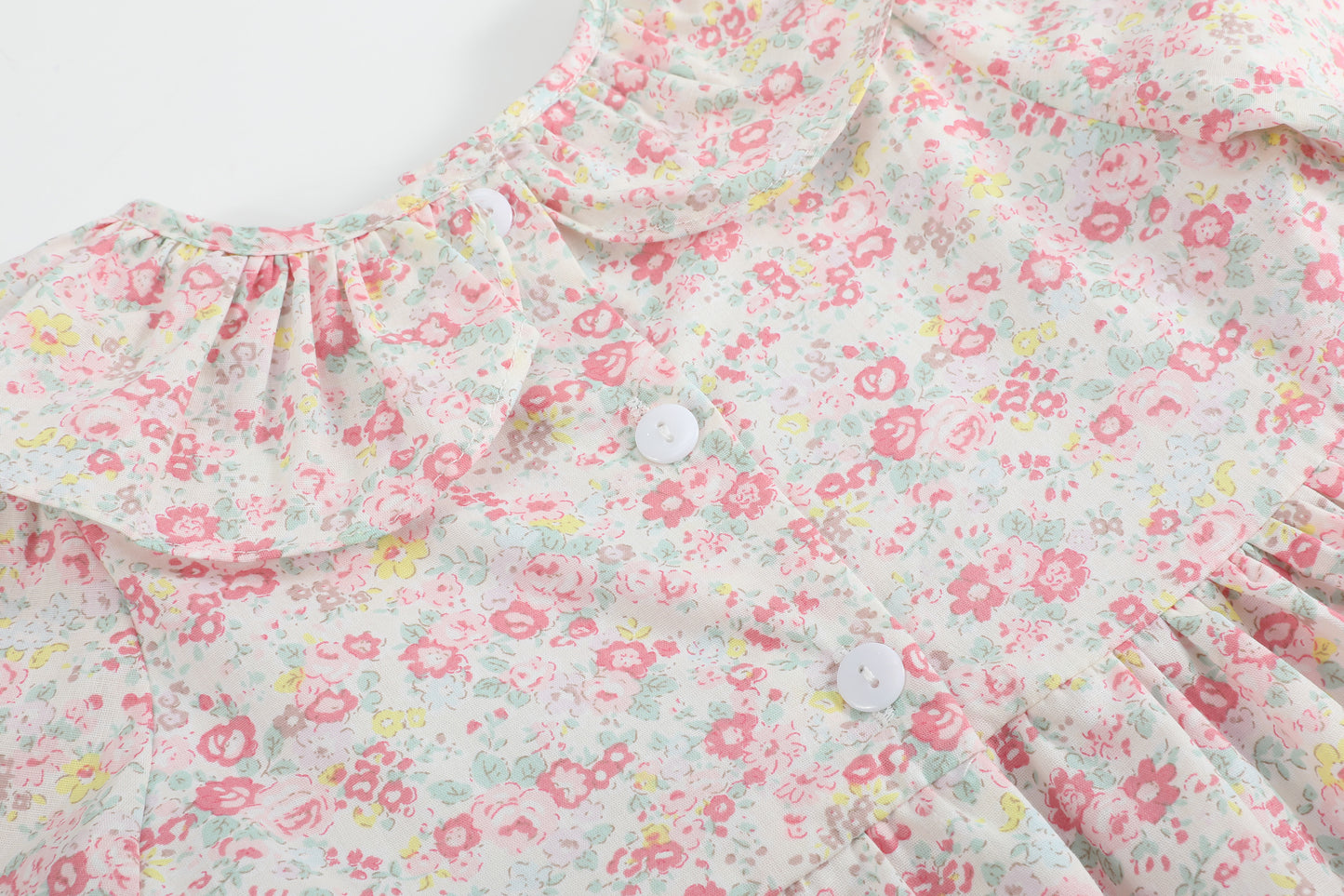 Floral Collared Smocked Ruffle Dress