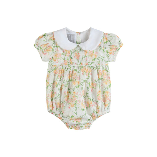 Floral Smocked Collared Bubble Romper