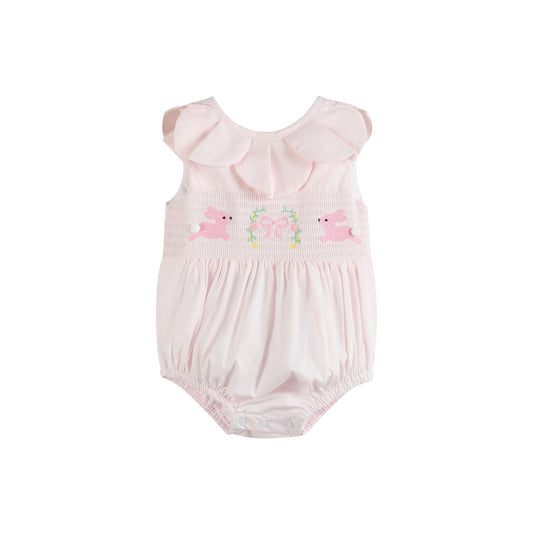 Pink Petal Collared Smocked Bubble Romper