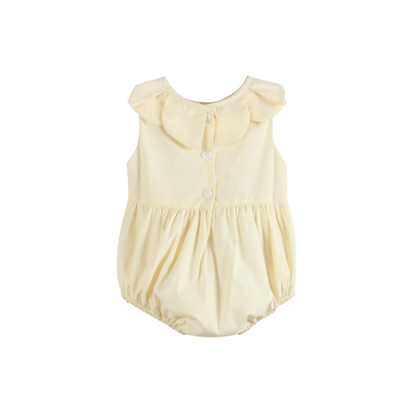 Yellow Petal Collared Smocked Bubble Romper
