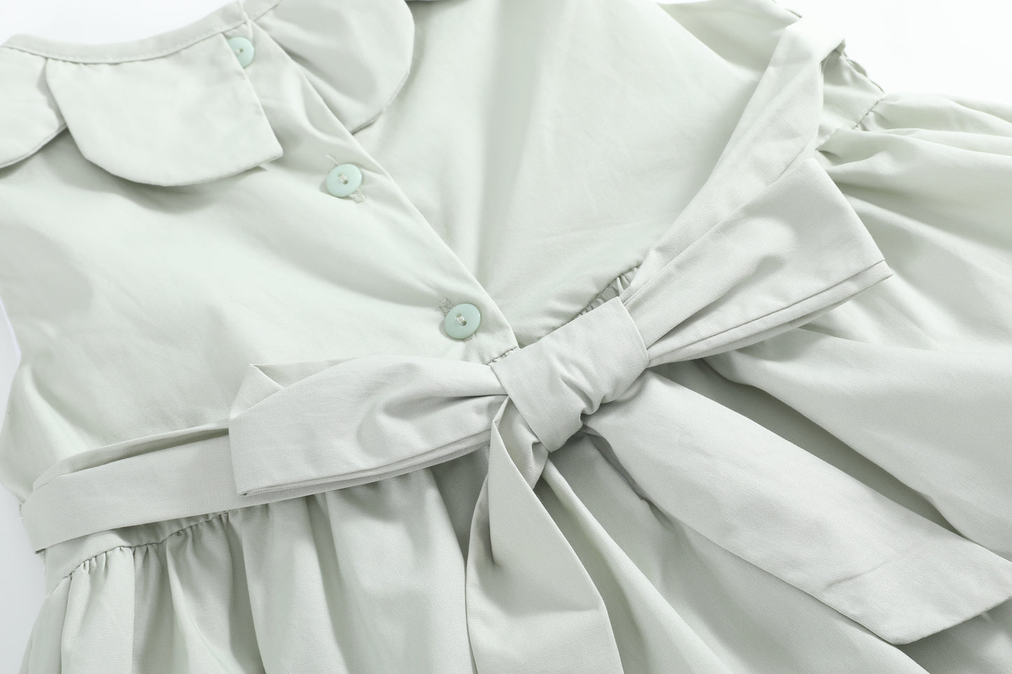 Sage Green Puppy Dog Petal Smocked Dress