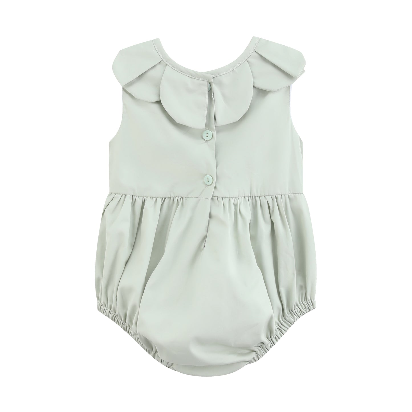 Sage Green Puppy Dog Petal Smocked Romper