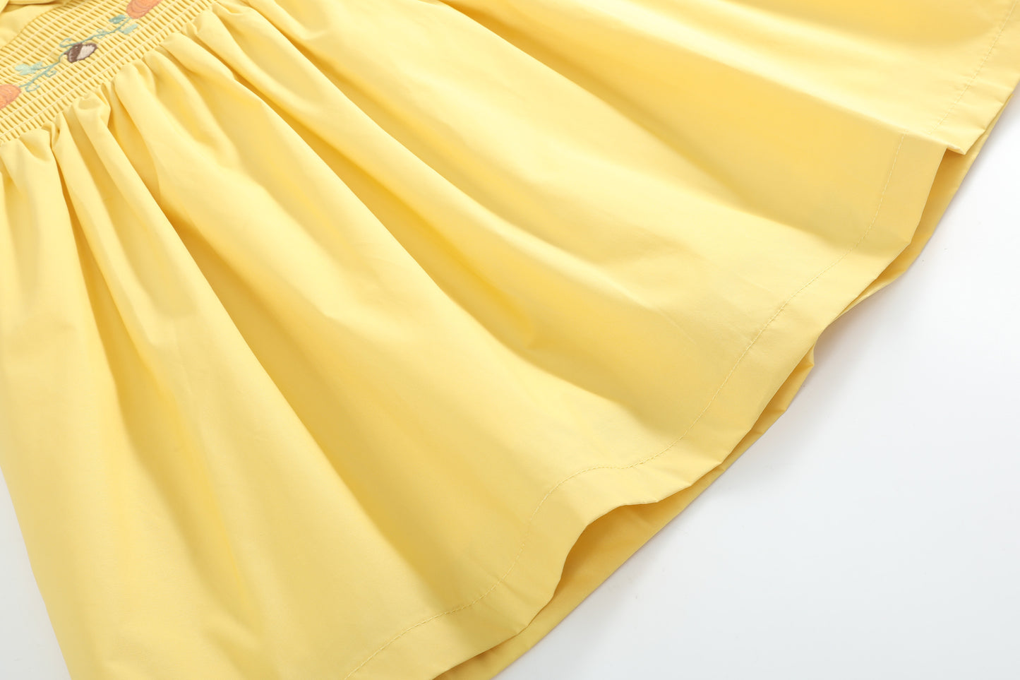 Golden Wheat Pumpkin Smocked Petal Collar Dress