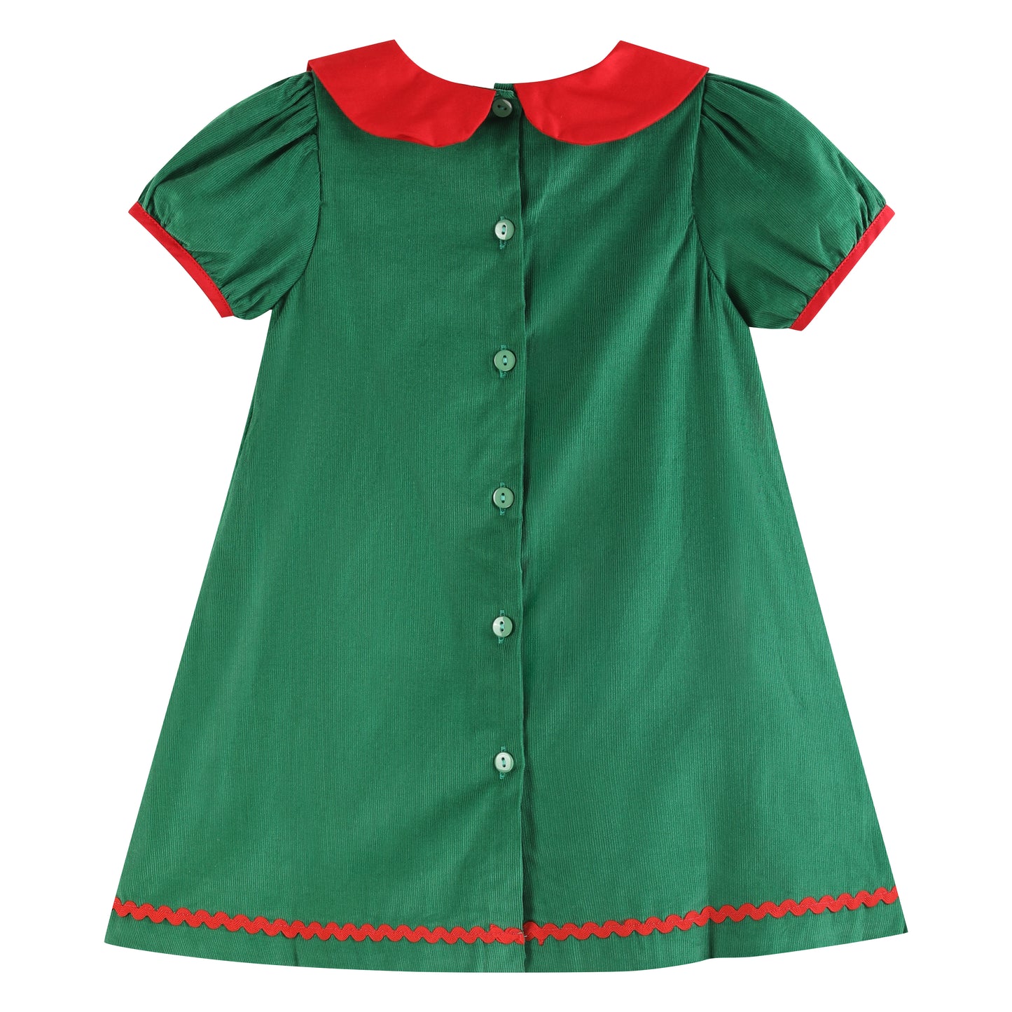 Green Corduroy Sherpa Reindeer Dress